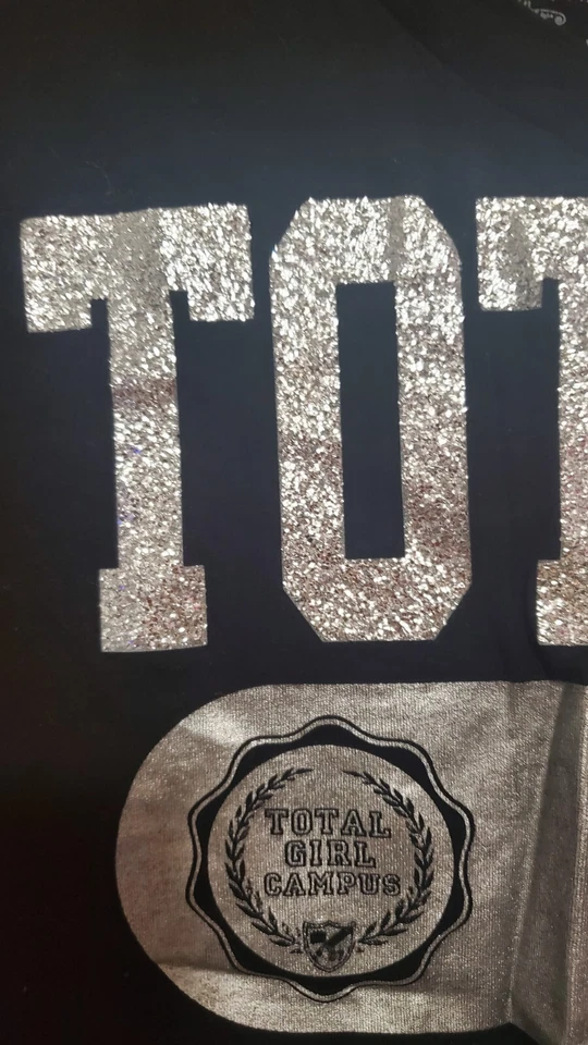 TOTAL GIRL NEGRO CON PLATA BRILLANTE DECORACIÓN NIÑA TOP Foto 2 de 4