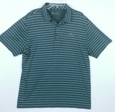 Under Armour Men's Polo Golf Loose Heat Gear Teal Dark Stripe Sz XL Logo