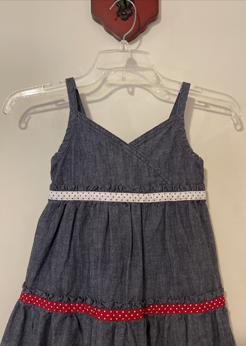 Crazy 8 Girls Size 6 Red, White, Blue Sleeveless Flowy Denim Cotton Dress! A6034 - Picture 2 of 5