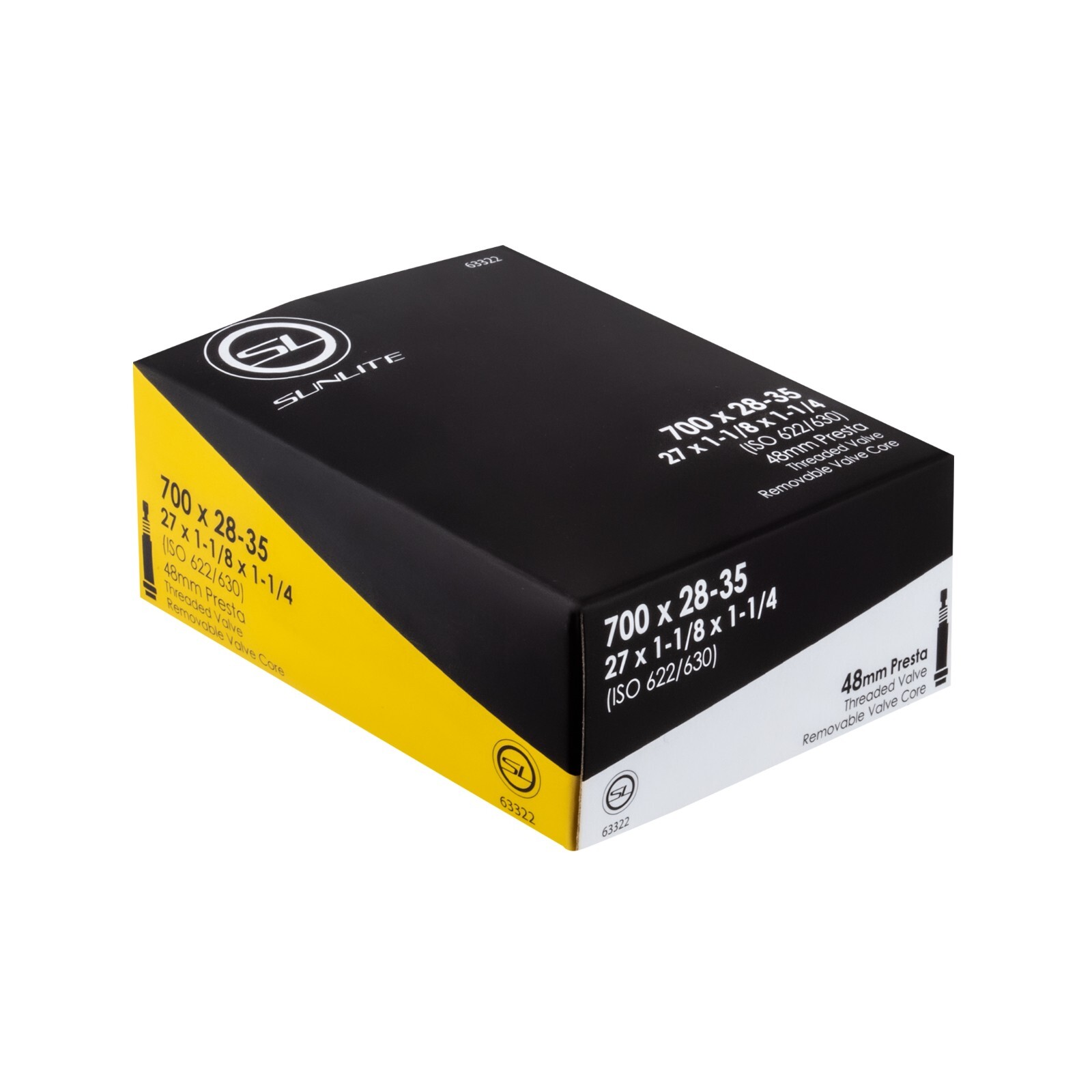 SUNLITE 700 x 28-35C (27 x 1-1/8 x 1-1/4) 48MM THREADED PRESTA BICYCLE BIKE TUBE