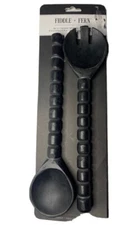 Fiddle + Fern Set of 2 Distressed Beaded Wooden Salad Servers