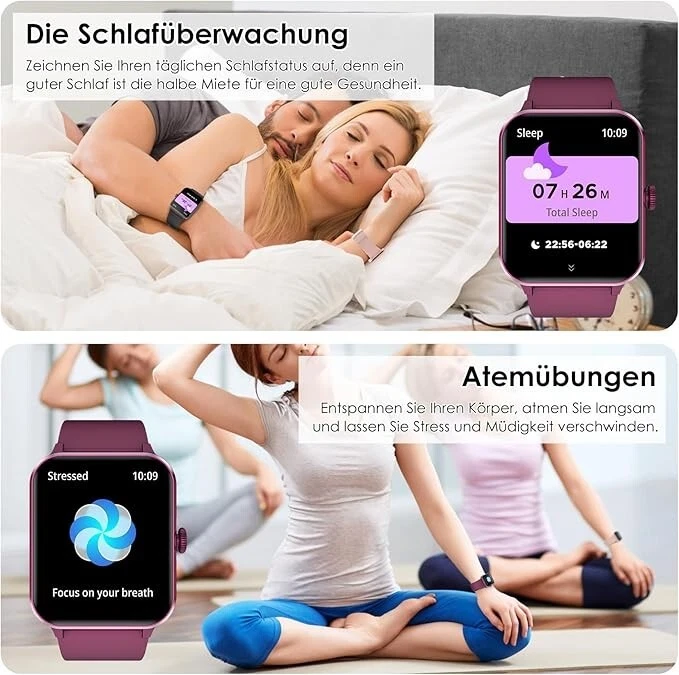 Smartwatch Damen mit Telefonfunktion für Android iOS,Sportuhr Schrittzähler DE - Bild 4 von 4