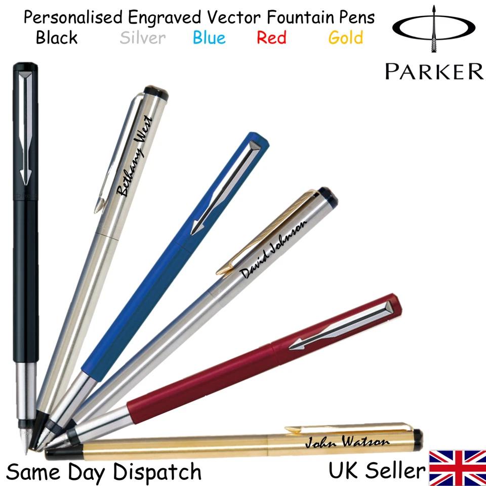 GENIUNE PARKER VECTOR FOUNTAIN PEN BLACK, BLUE, RED, SILVER, GOLD, FREE GIFT BOX - Image 3 of 3