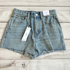 TopShop Denim Comfort Stretch Mom Shorts in Bleach Blue Size 2 Petite NWT