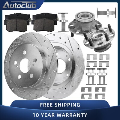 Rear Drilled Brake Rotor Pad Wheel Bearing Hub Kit for Honda Accord 2003 - 2007