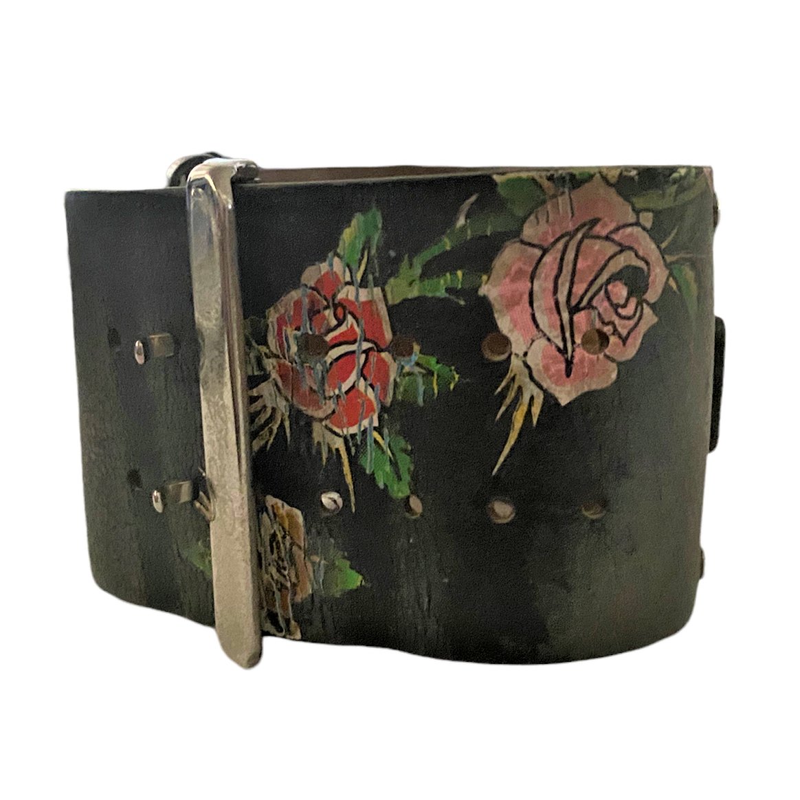 Ed Hardy Womens Watch Temptress Black Leather Rose Band