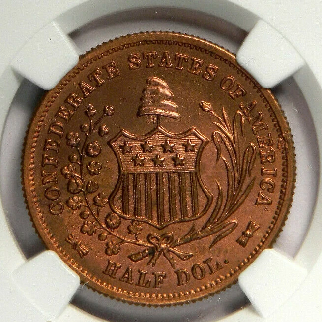 1962 CSA BRONZE BASHLOW RESTRIKE CONFEDERATE HALF DOLLAR ~ SHARP NGC MS66RB! - Image 2 of 4