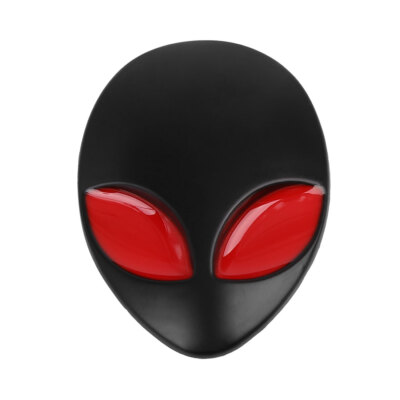 Auto Emblem Abzeichen 3D Alien Kopf Form Metall Dekoration Aufkleber Schwarz