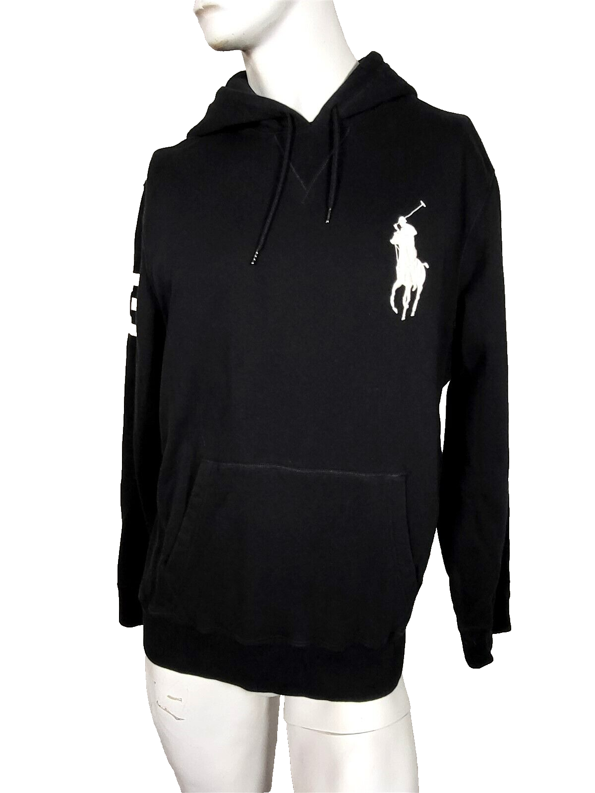 POLO RALPH LAUREN nero grande pony logo pullover felpa con cappuccio taglia L