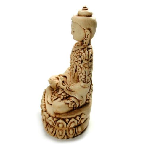 BUDDHA STATUE 5.5" Meditating Buddhist Icon High Quality Off White Resin India - Picture 5 of 8