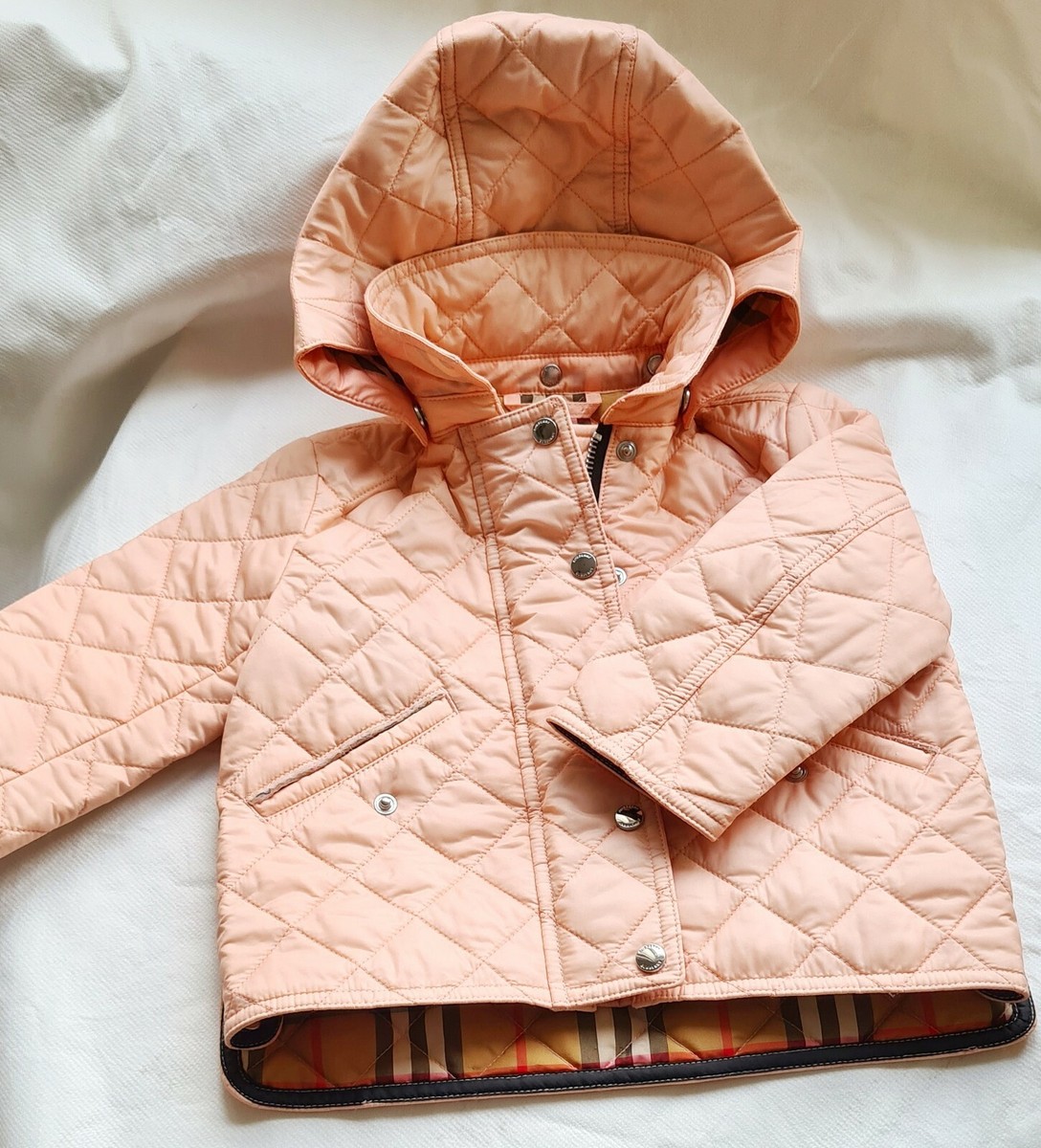 Original 100% Burberry detachable hood diamond quilted jacket