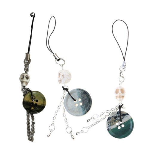 Vintage Skull Button Phone Charm Straps Keys Hanging Pendants Y2K Bag Decoration - 第 1/11 張圖片