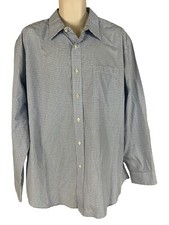 NWT George Mens XL Long Sleeve Shirt Blue White Plaid Button Up Pocket