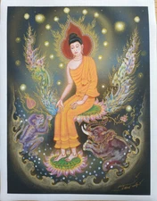 THE DAILY WEDNESDAY NIGHT BUDDHA Acrylic Painting on Canvas blessed-ceremony