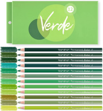 12 Green Colored Pencils Oil Based Pre-Sharpened Wooden Colored Pencil Set for A