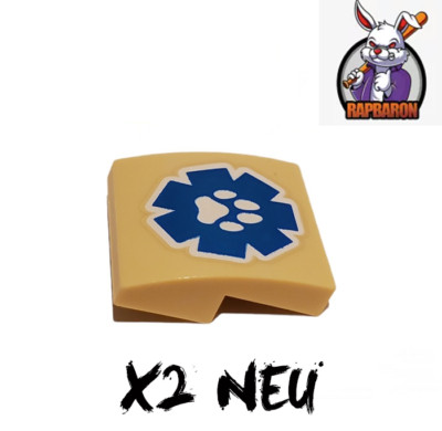 Lego    2x 2x2x2/3 Slope Curved   White Paw Print   Tan   15068pb362   Neuware