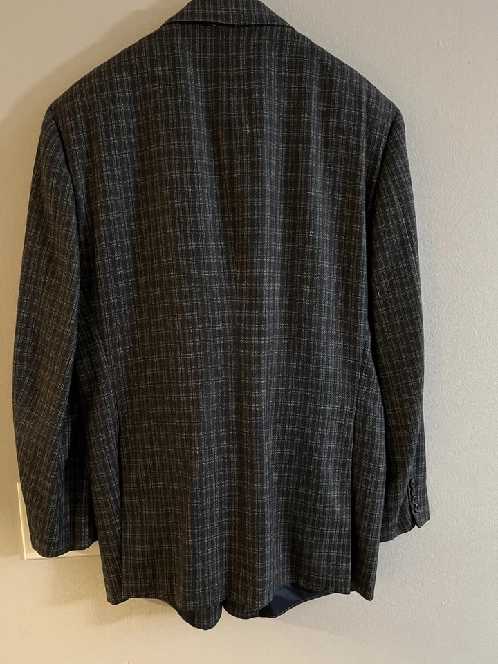 Aquascutum London Men’s wool Sports Coat Blazer Blue Plaid Checker Size 43R - Image 4 of 4