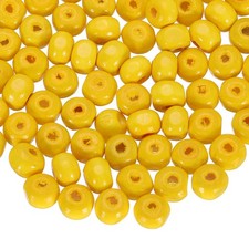 500 Pcs Natural Wooden Beads for Crafts, Yellow 5 x 6mm, 2mm Hole 