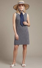 Paul Stuart $495 NWT Navy Shift Dress Size 10 Medium Old Money Preppy Nautical