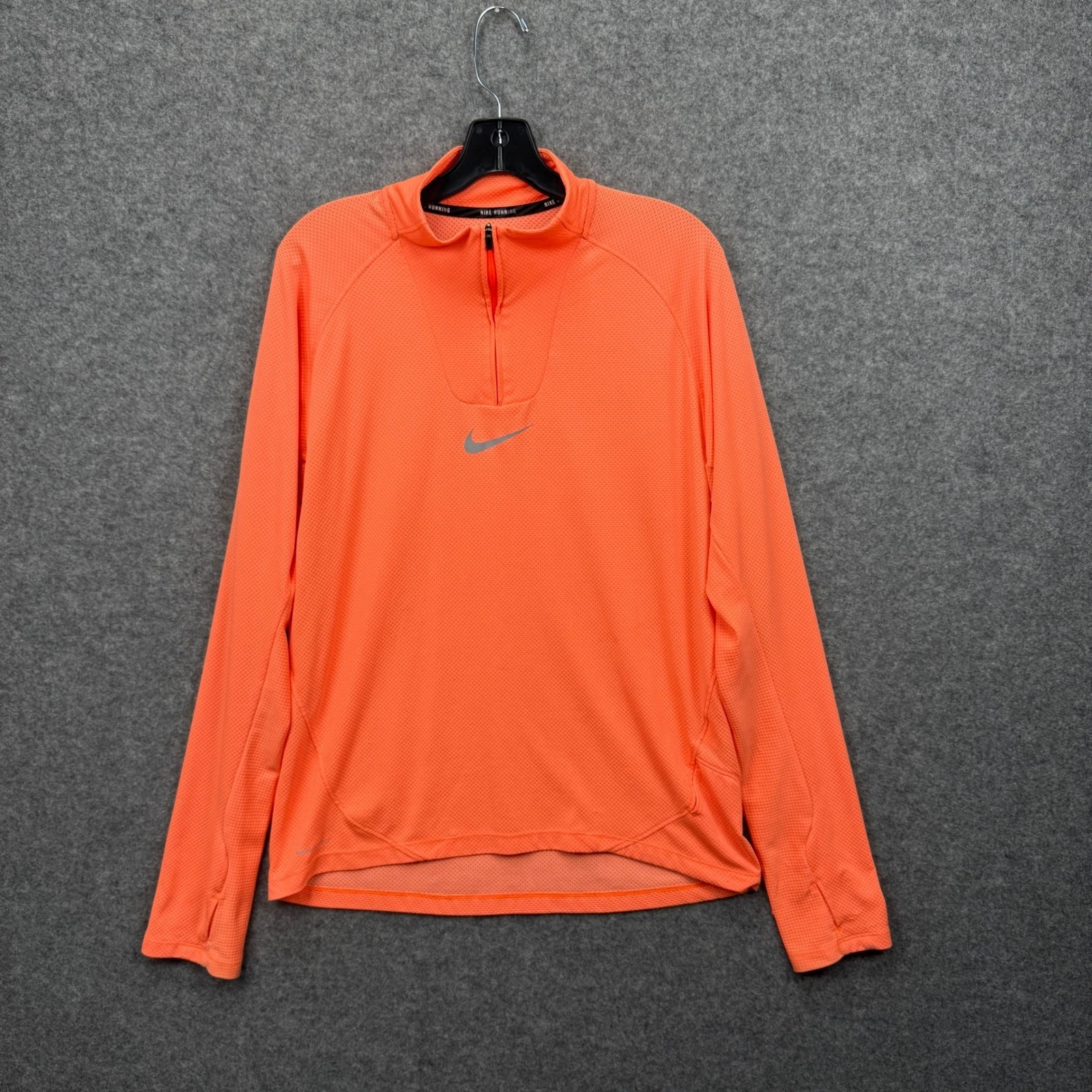 Nike AeroReact Running Mens 1/4 Zip Pullover Neon Orange Long Sleeve Top Large
Opens in a new window