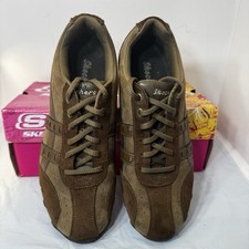 Skechers Brown Leather Suede Sneakers Comfort Shoes 46940 Womens Sz 8 w/Box