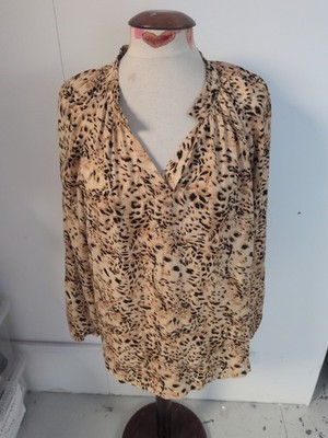 Primark 14 Langarmbluse hell Leopardenmuster