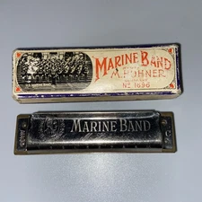 Vintage M. Hohner Marine Band Harmonica Key of C No. 1896 Made in Germany w/ Box