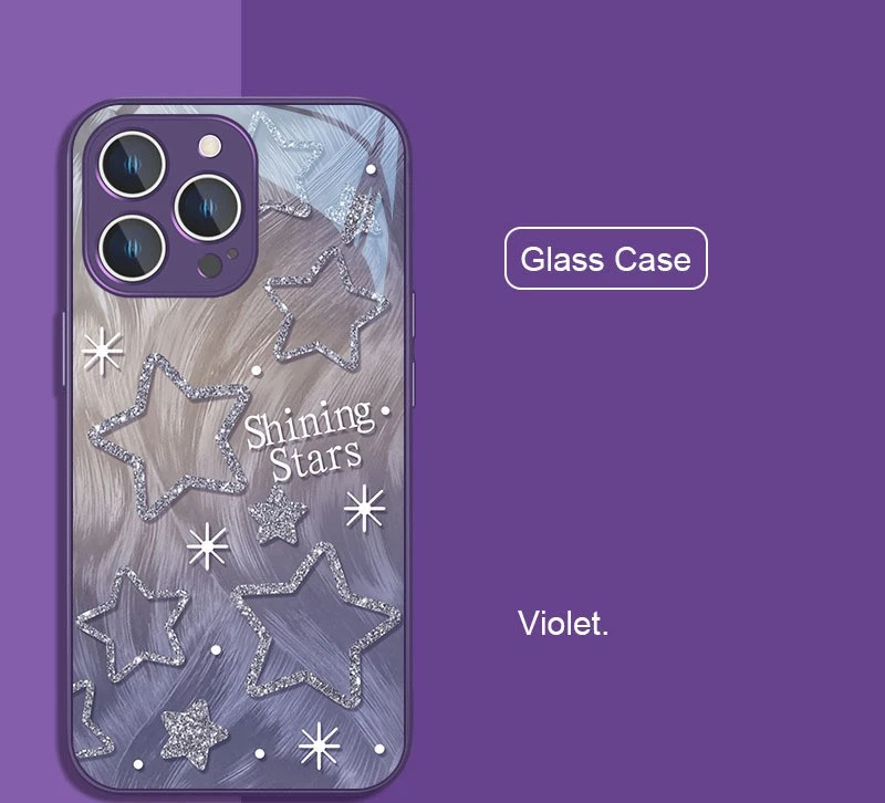 Funda de teléfono para iPhone 17 Air 17 Pro Max 16 15 14 13 12 11 XR 7 8 XS estrellas púrpuras Foto 3 de 4