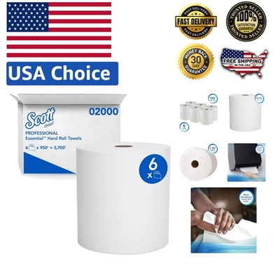 Bulk Scott Essential White Hard Roll Paper Towels, 950-Sheet Capacity, 6 Rolls