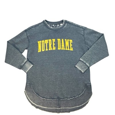 Pressbox Notre Dame Sweatshirt Women Small Navy Blue Poncho Crew Pullover Irish