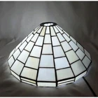 VTG Stained Glass Mission Style Spider Web Shade Tiffany Style White Slag 13"