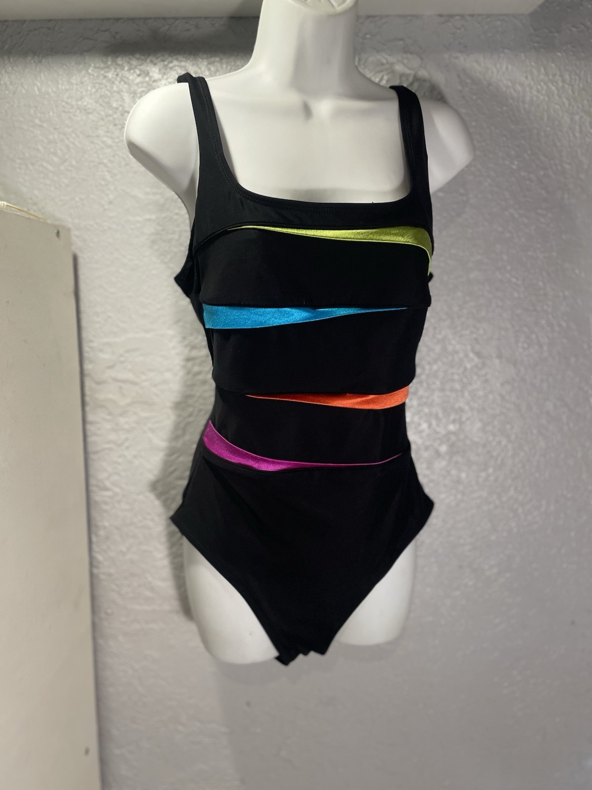 Longitude 12 L One Piece Black Print Wrap Swimsuit