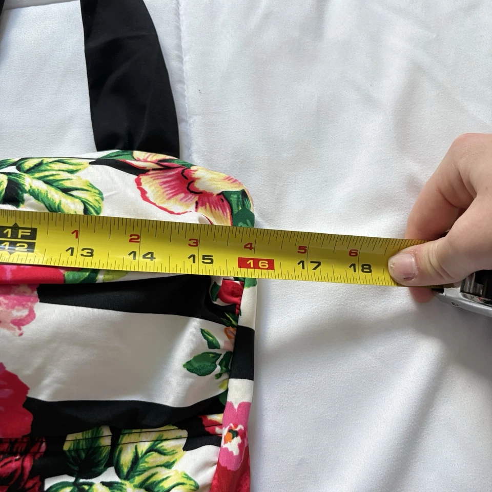 Купальник женский Jantzen размер 14 купальный костюм цветочный в полоску розовый белый пляжный - Изображение 3 из 4