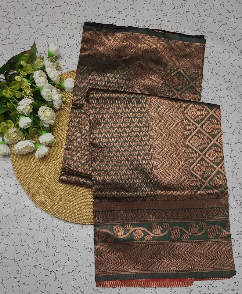 Blusa sari de seda nupcial de diseñador Sari Bollywood étnica del sur de la India lista para usar Foto 4 de 4