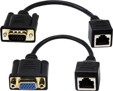 RJ45 To VGA Cable 2 Pack 15cm 6 Inch Female Male Cat5 Cat6 Ethernet LAN