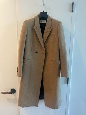 Saint Laurent (YSL)  Fitted Wool Tan Coat Women's F38