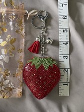 Glitter Strawberry Keychain Bag Charm