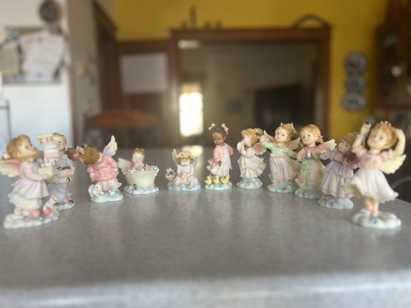 Angel Figurines Set of 12 Painted Resin, Multicolor, 1990-1999
