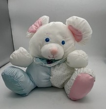 Vintage Fisher Price Puffalump 1357 Baby Mouse Pastel Blue Bib Rattle