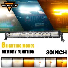AUXBEAM 30" Amber & White Strobe Flash LED Light Bar Offroad ATV SUV Truck 32"
