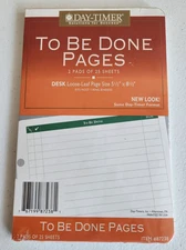 Vintage Day-Timer To Be Done Pages New Old Stock 2 Pads Of 25 Sheets