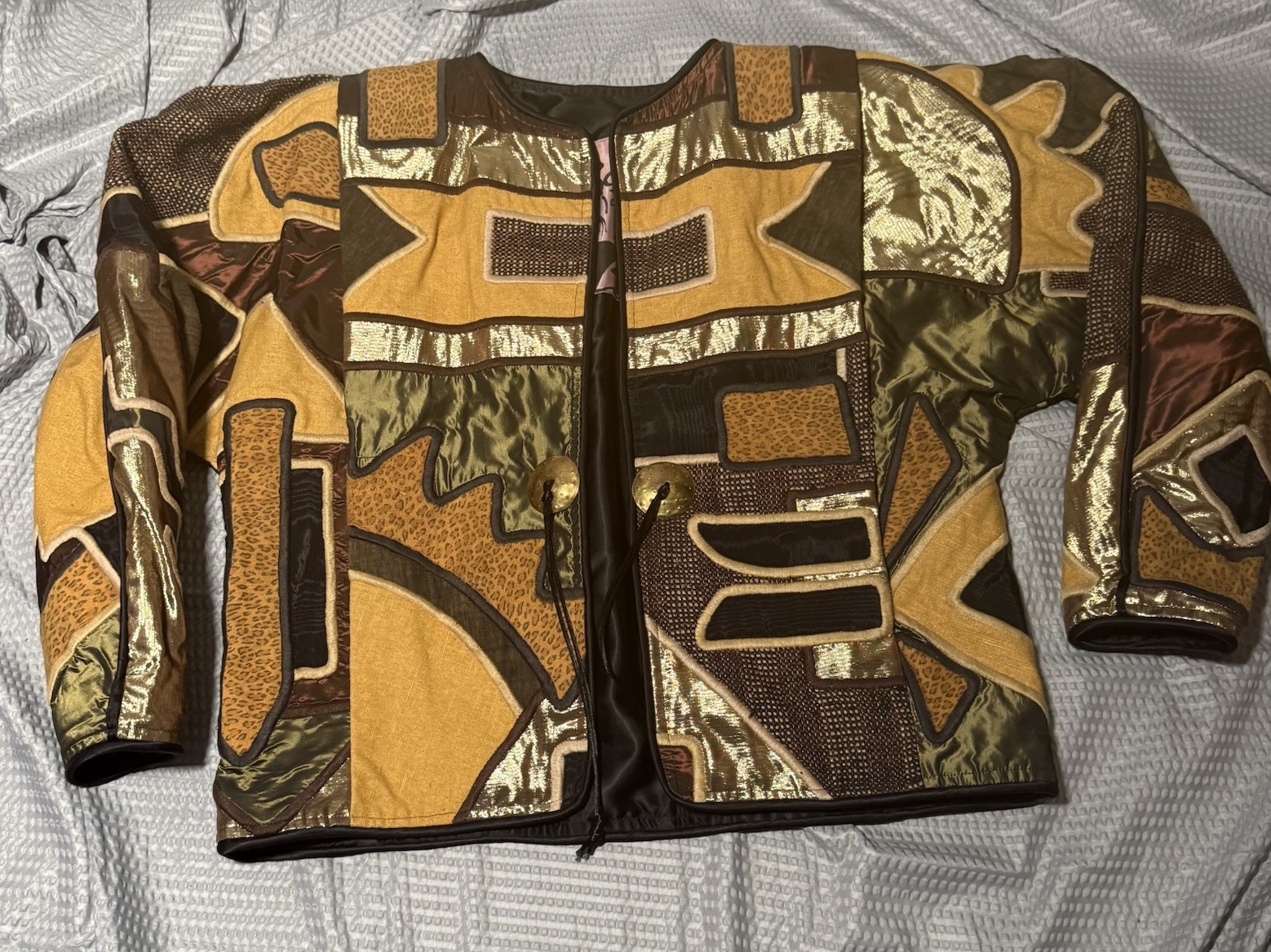 Vintage Mexico Patchwork Jacket Designer Boho Fes… - image 13