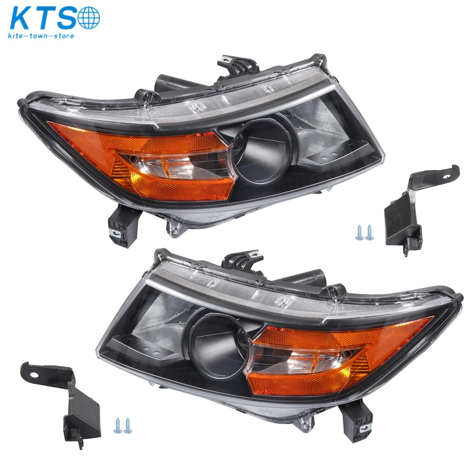 Par de faros delanteros halógenos esquineros ámbar negros para Honda Odyssey 2011-2017 Foto 4 de 4