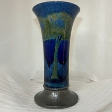 Moorcroft Moonlit Blue Tudric Vase w/Pewter Base 23cm/9in h, c. 1922