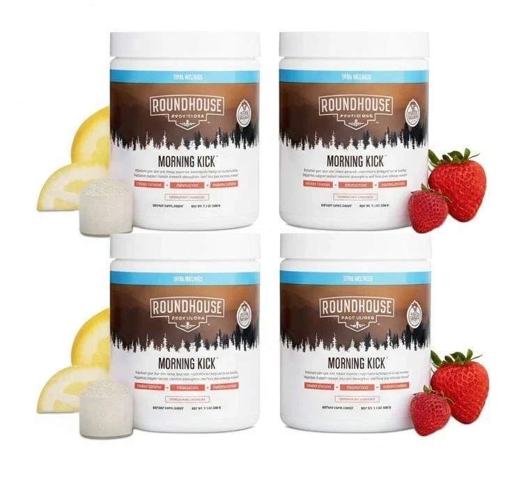 4 ROUNDHOUSE PROVISIONS MORNING KICK-DIGESTIVE POWDER-STRAWBERRY LEMONADE 9.1 0Z