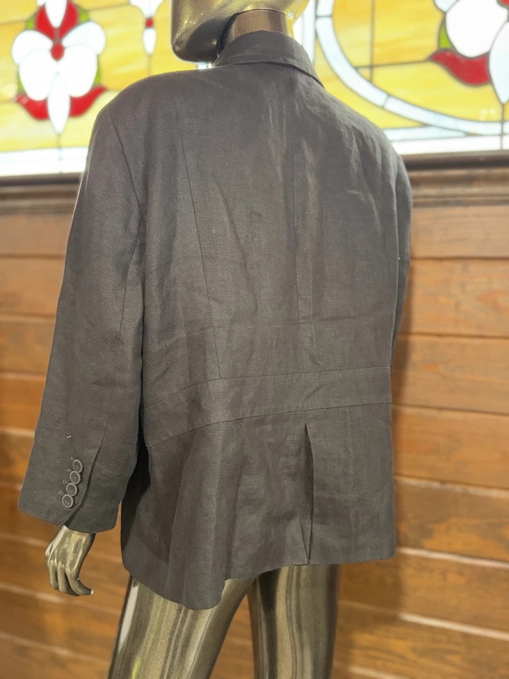 Blazer Talbots Irish de lino para mujer 16W, negro totalmente forrado Foto 4 de 4