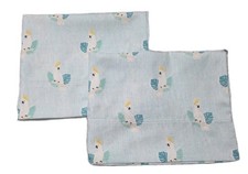 Set of 2 Blue 100 Polyester Pillowcases W/tropical Birds 20 X 32 St/ Qu