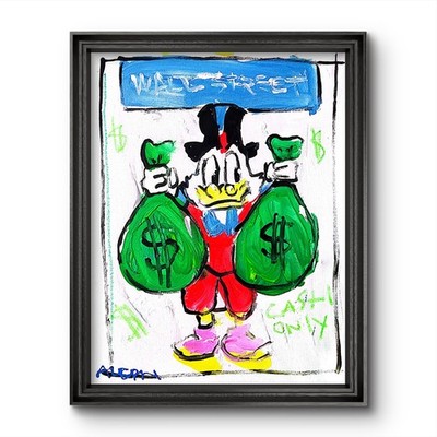 Aleph Hand Painted Scrooge McDuck 9x12 Pop Art Acrylic Living Room Decor Canvas