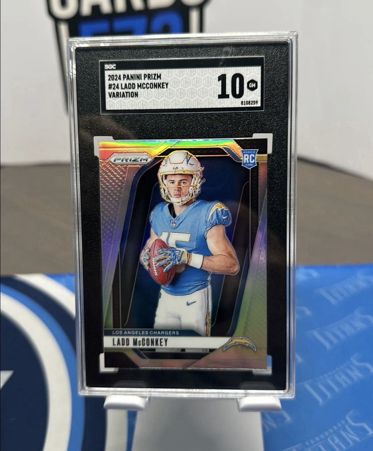 2024 Prizm Ladd McConkey Variation Silver Prizm Rookie #24 SGC 10 - LA Chargers