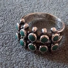Vintage Fred Harvey Era Sterling Silver Green Turquoise Snake Eye Ring size6.5